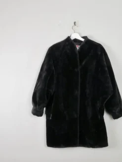 Women's Black Faux Fur Vintage Short Coat S