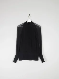 Women's Black High Collared Vintage Victorian Style Blouse S