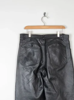 Women’s Black Leather Cropped Trousers 32