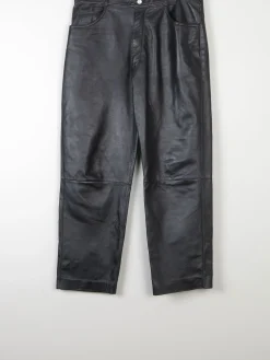 Women’s Black Leather Cropped Trousers 32