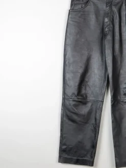 Women’s Black Leather Cropped Trousers 32