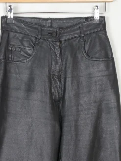 Women’s Black Leather High Waisted Trousers 6 26"32L