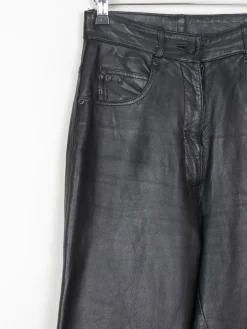 Women’s Black Leather High Waisted Trousers 6 26
