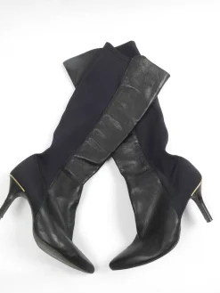 Women's Black Leather Knee-High Boots 40/7