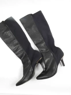Women's Black Leather Knee-High Boots 40/7