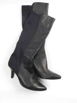 Women's Black Leather Knee-High Boots 40/7