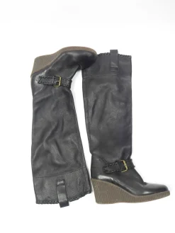 Women’s Black Leather Platform Boots UK5 Euro 38