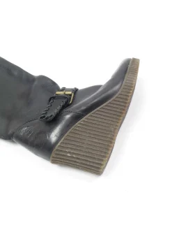 Women’s Black Leather Platform Boots UK5 Euro 38
