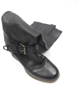 Women’s Black Leather Platform Boots UK5 Euro 38