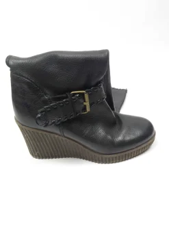 Women’s Black Leather Platform Boots UK5 Euro 38