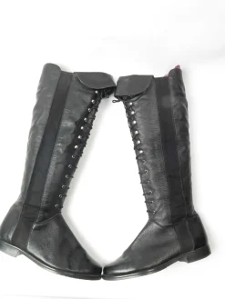 Women’s Black Leather Vintage Boots Lace Up 37/4