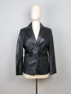 Women's Black Leather Vintage Jacket S/M