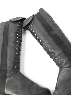 Women’s Black Leather Vintage Boots Lace Up 37/4