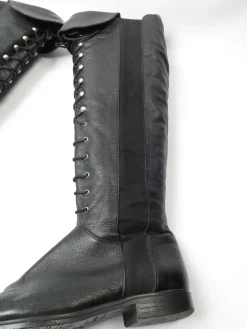 Women’s Black Leather Vintage Boots Lace Up 37/4