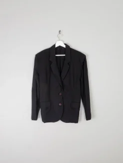 Women's Black Linen Vintage 1980s Jacket S