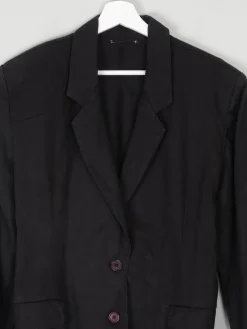 Women's Black Linen Vintage 1980s Jacket S