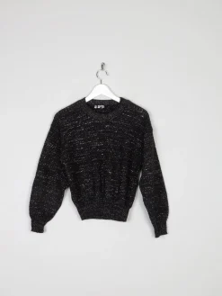Women’s Black Lurex & Knitted Cropped Vintage Jumper S