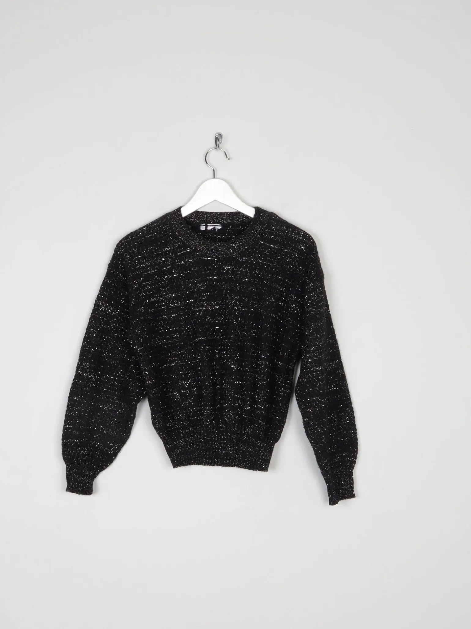 Women’s Black Lurex & Knitted Cropped Vintage Jumper S