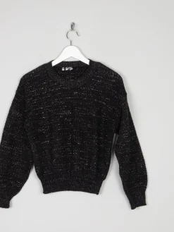 Women’s Black Lurex & Knitted Cropped Vintage Jumper S
