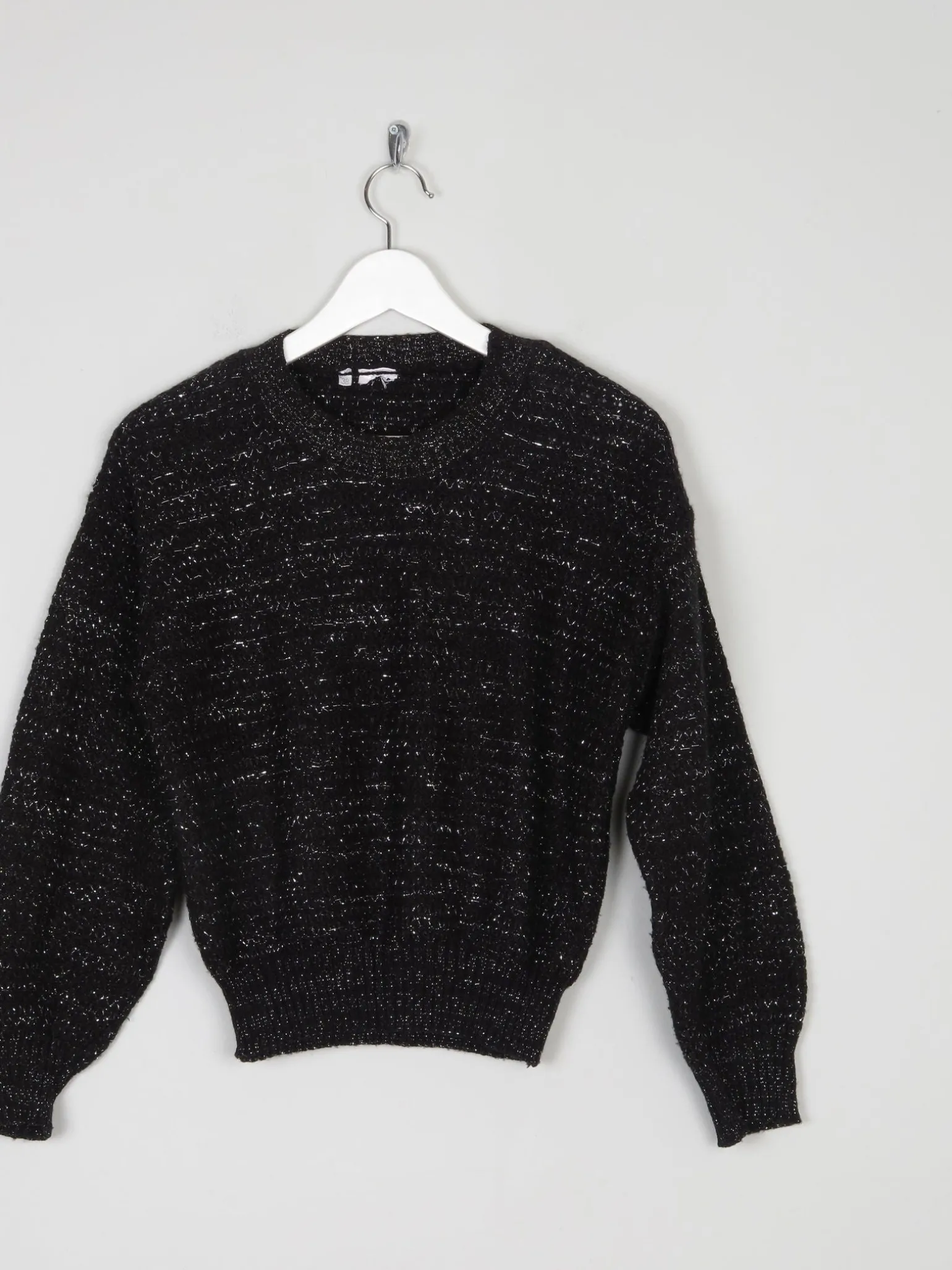 Women’s Black Lurex & Knitted Cropped Vintage Jumper S