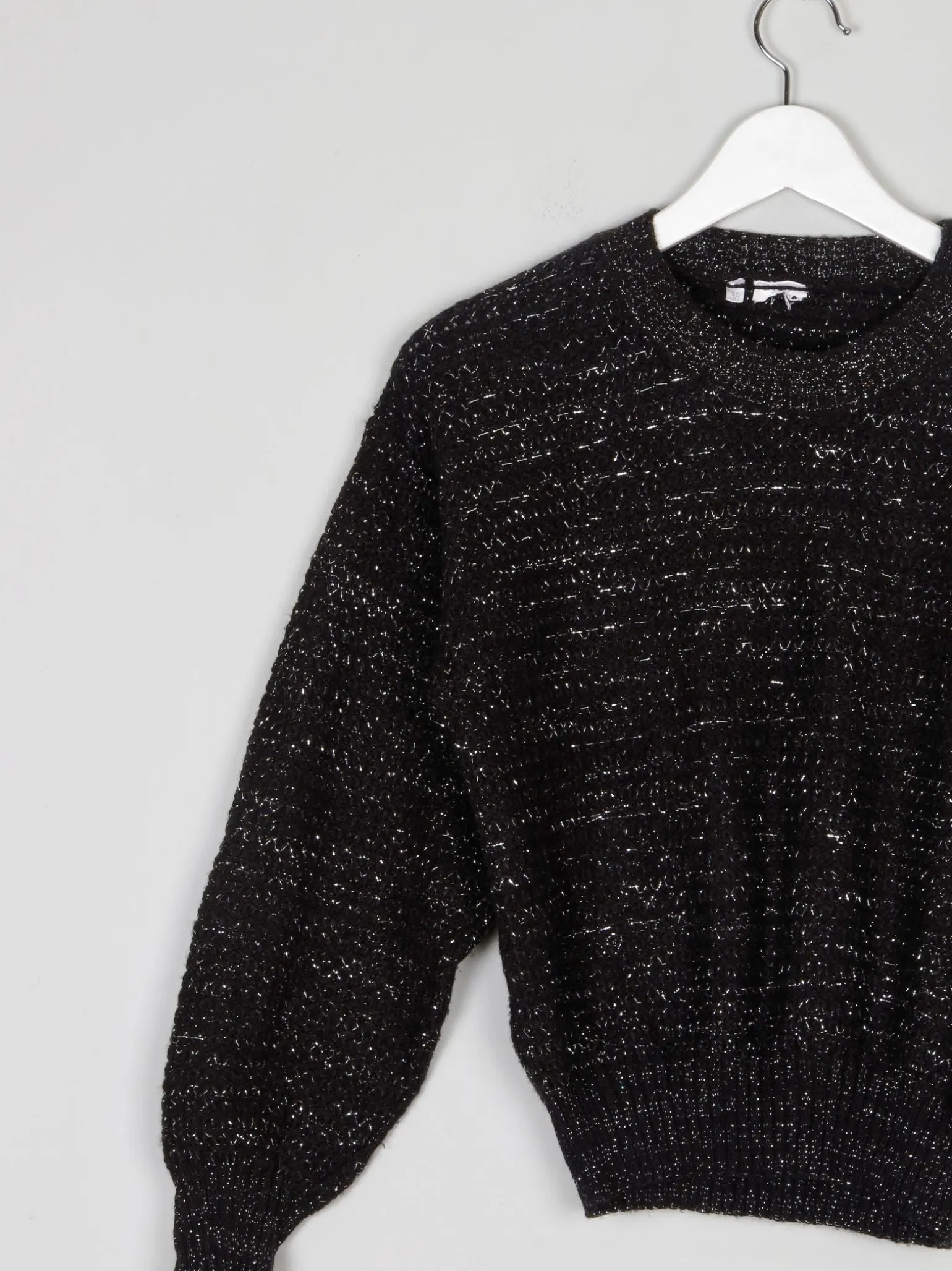 Women’s Black Lurex & Knitted Cropped Vintage Jumper S