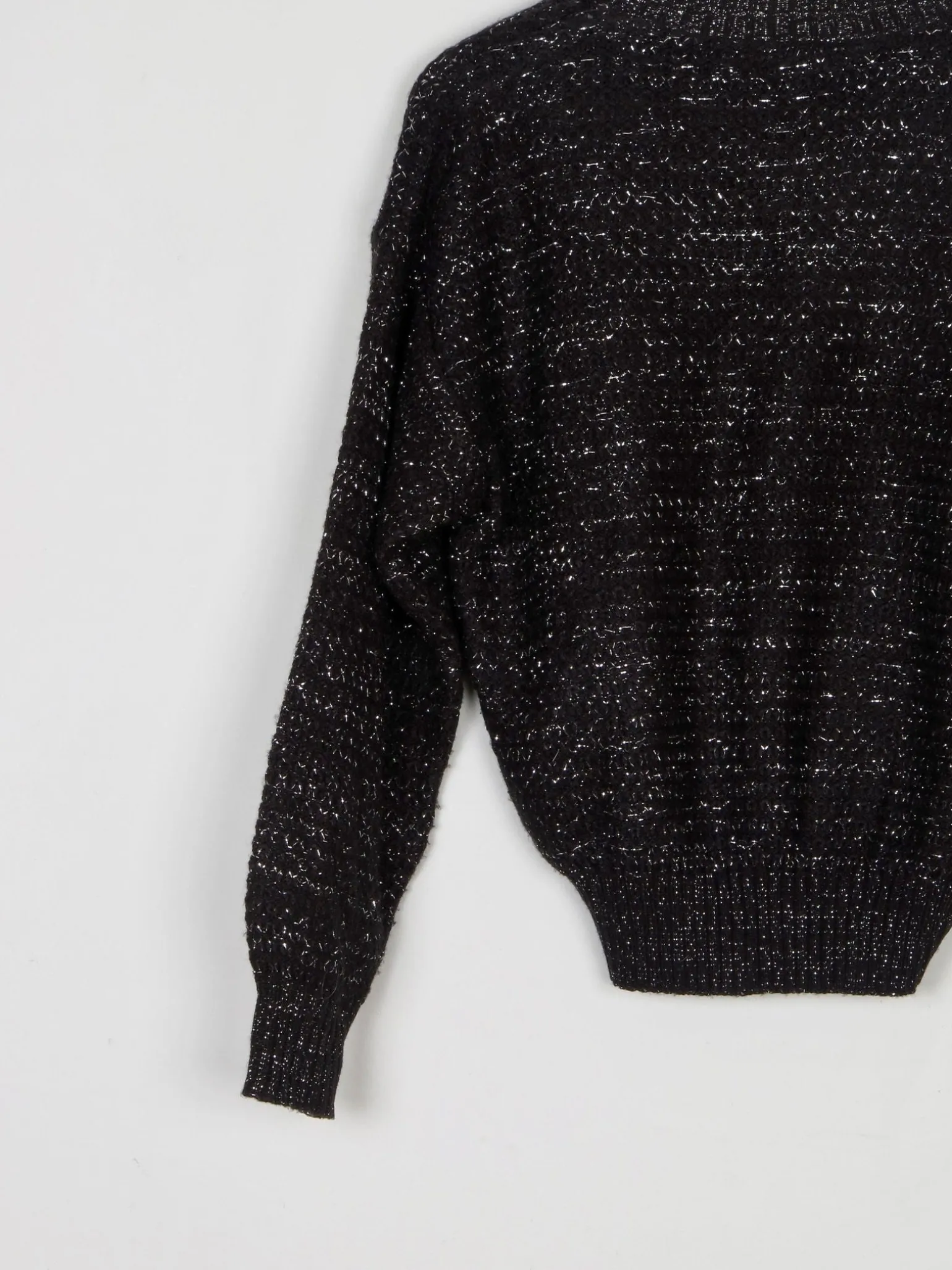 Women’s Black Lurex & Knitted Cropped Vintage Jumper S