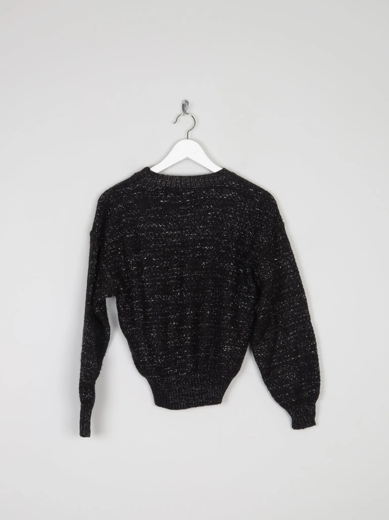 Women’s Black Lurex & Knitted Cropped Vintage Jumper S