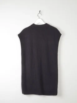 Women's Black 80s Ribbed Vintage Knitted Gilet M/L