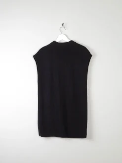 Women's Black 80s Ribbed Vintage Knitted Gilet M/L