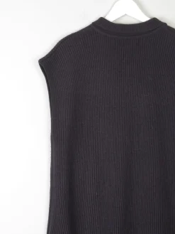 Women's Black 80s Ribbed Vintage Knitted Gilet M/L