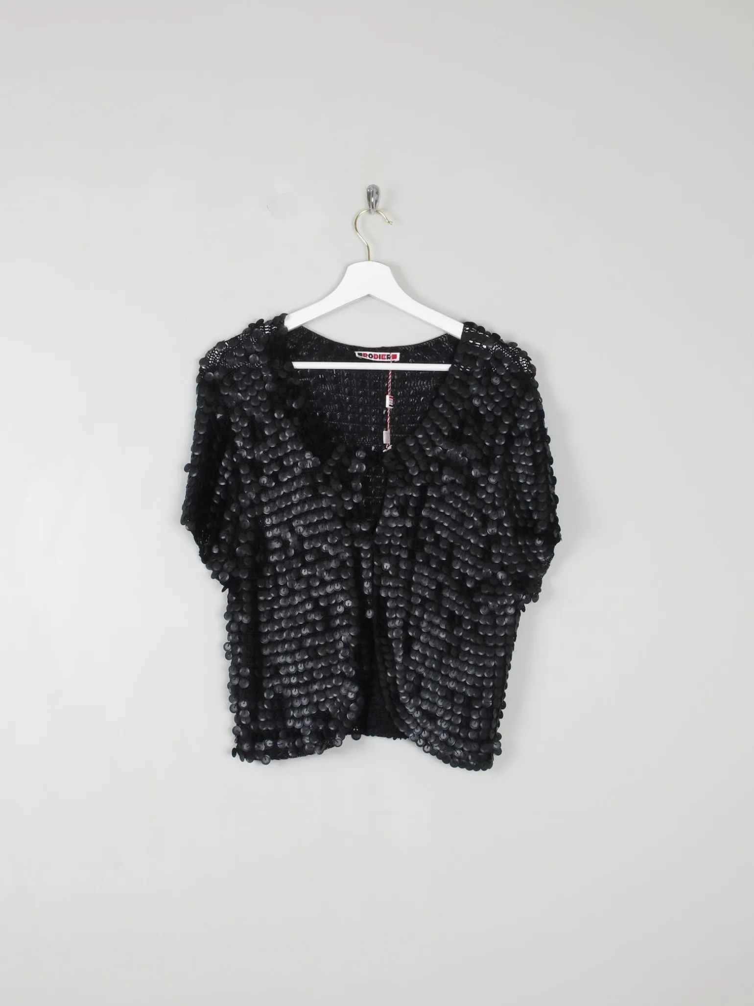 Women's Black Sequin & Crochet Bolero By Rodier Paris S/M Unworn
