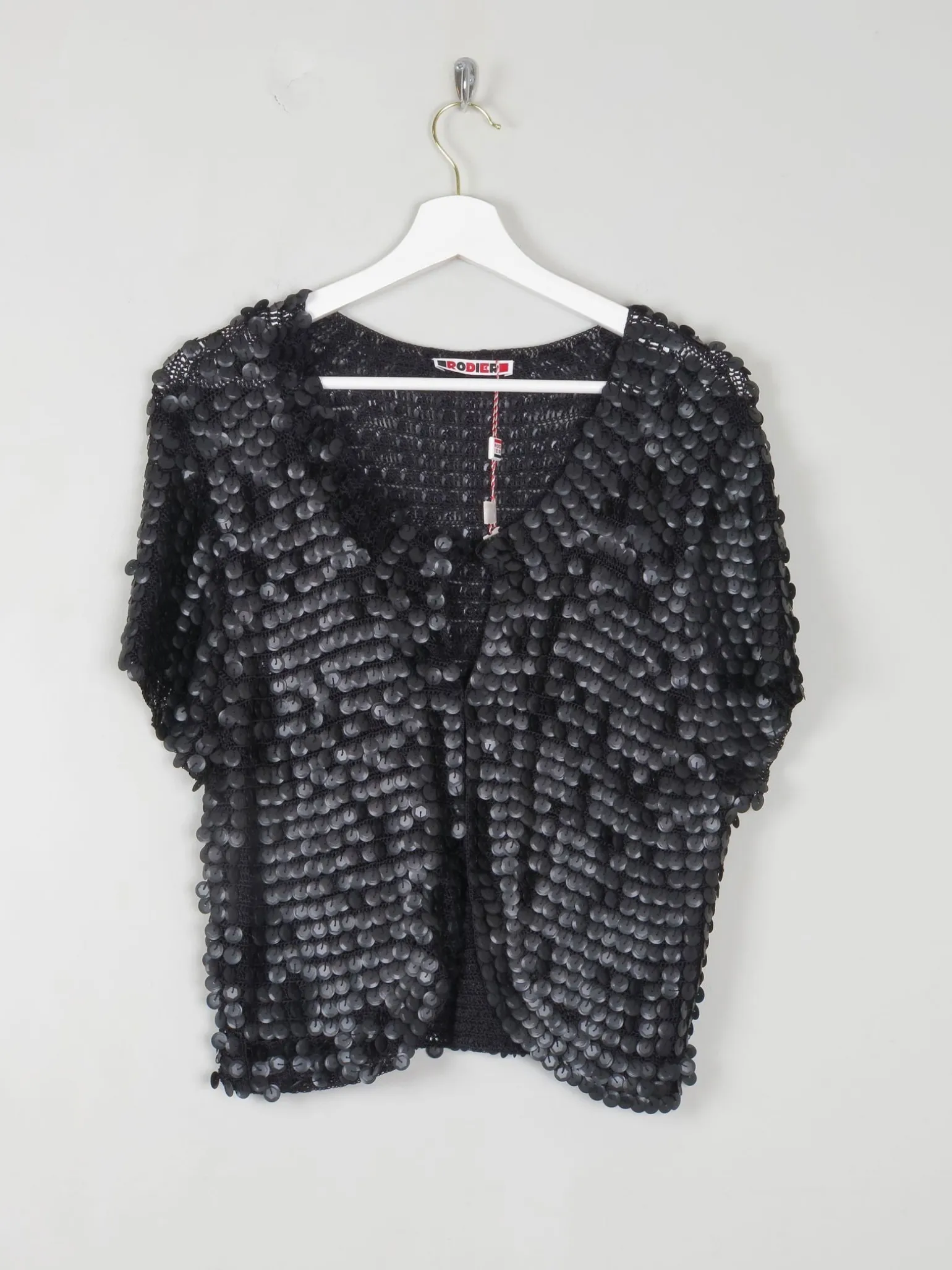 Women's Black Sequin & Crochet Bolero By Rodier Paris S/M Unworn