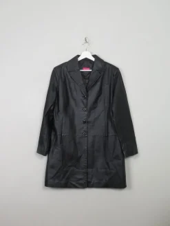 Women's Black Short Leather Coat 14