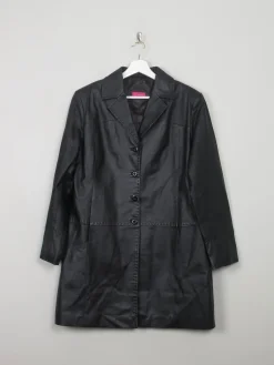 Women's Black Short Leather Coat 14