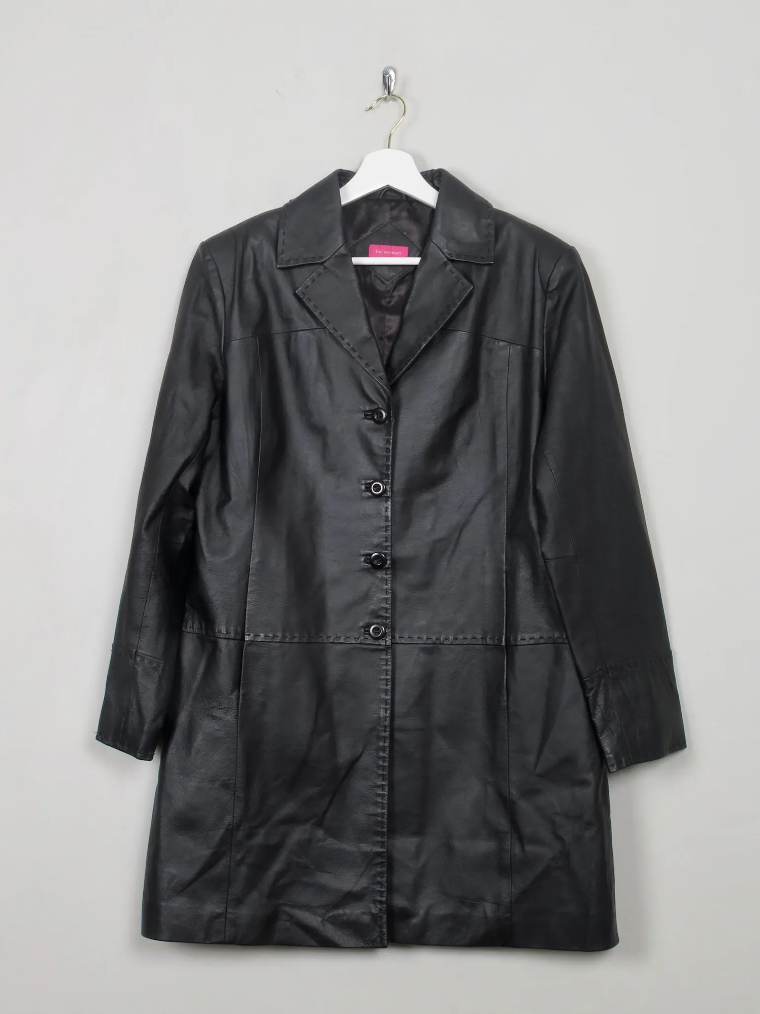 Women's Black Short Leather Coat 14