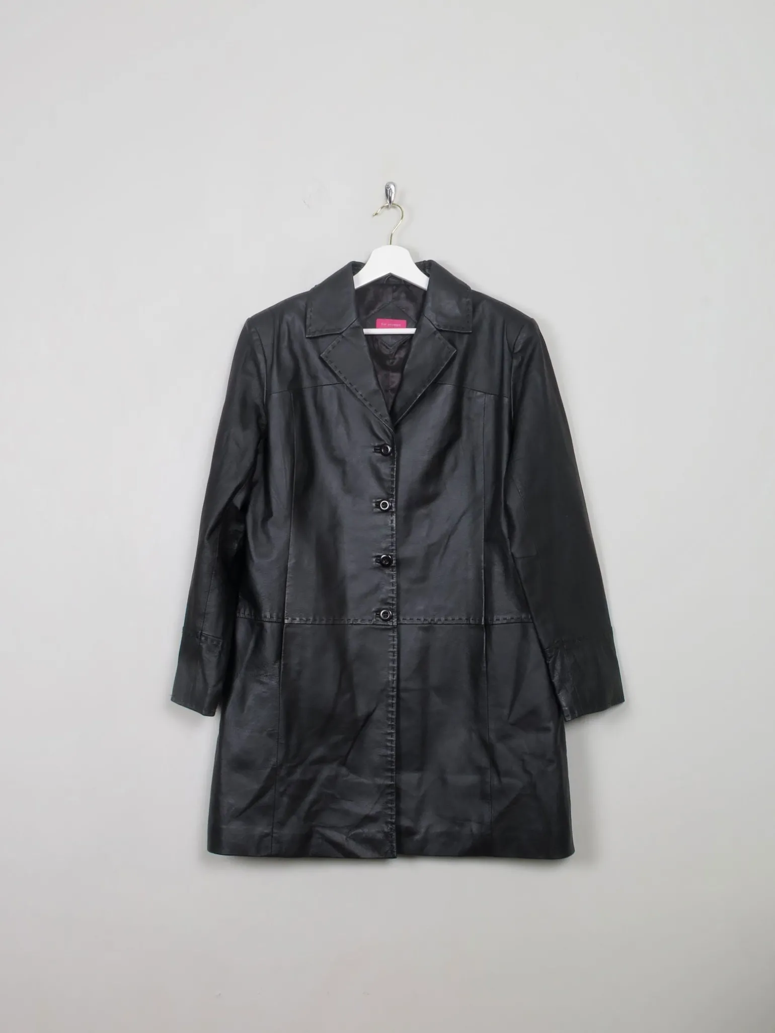 Women's Black Short Leather Coat 14
