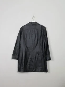 Women's Black Short Leather Coat 14