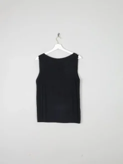 Women's Black Silk Boat Neck 90s Ellen Tracy Top S
