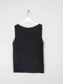 Women's Black Silk Boat Neck 90s Ellen Tracy Top S