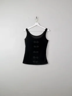 Women's Black Velvet Corset Style Top S
