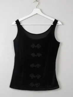 Women's Black Velvet Corset Style Top S