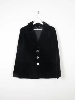 Women's Black Velvet 1970s Jacket 10/12