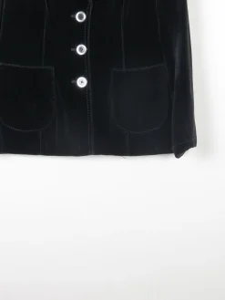 Women's Black Velvet 1970s Jacket 10/12