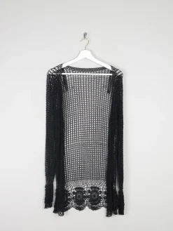 Women’s Black Vintage Crochet Long Cardigan S/M
