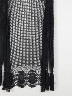Women’s Black Vintage Crochet Long Cardigan S/M
