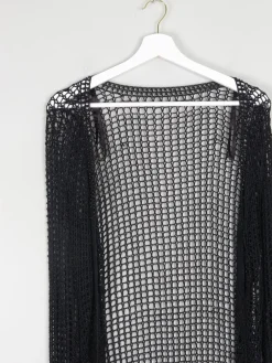 Women’s Black Vintage Crochet Long Cardigan S/M