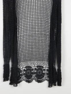 Women’s Black Vintage Crochet Long Cardigan S/M
