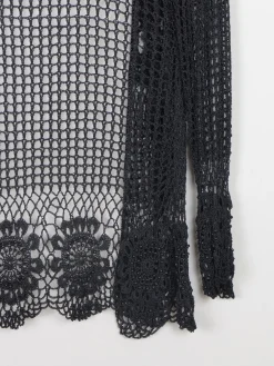 Women’s Black Vintage Crochet Long Cardigan S/M