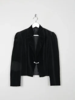 Women’s Black Vintage Cropped Velvet Jacket M
