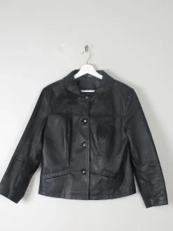 Women's Black Vintage Leather Cropped Jacket M